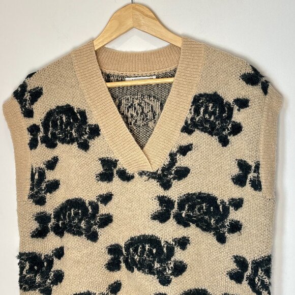 Anthropologie Distressed Boho Neutral Wool Blend Sweater Vest Size Small n47 - Picture 3 of 16